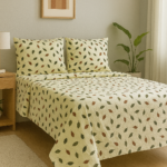🌿 Earthy Leaf Cotton Bedsheet Set