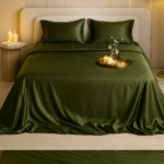 Olive Green Bamboo Satin Bedsheet