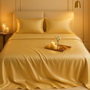 Mustard Yellow Bamboo Satin Bedsheet