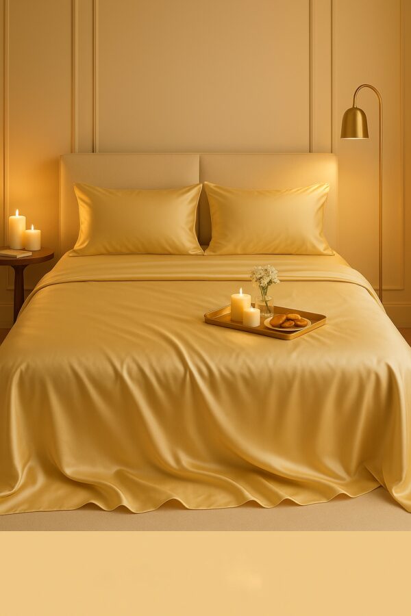 Mustard Yellow Bamboo Satin Bedsheet
