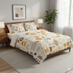 Abstract pattern cotton bedsheet with modern