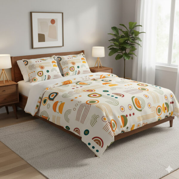 Abstract pattern cotton bedsheet with modern