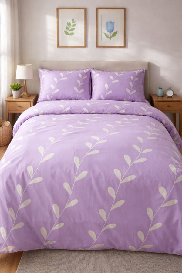 Lilac floral printed Bedsheets