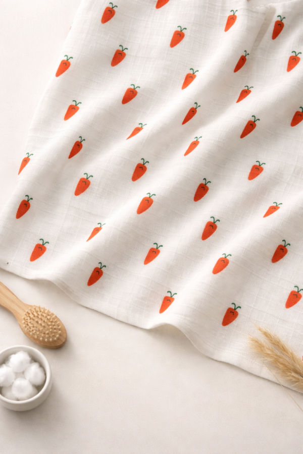 Carrot muslin printed towel