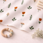 Floral print cotton muslin baby towel swaddle