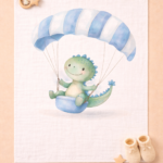 Dino parachute printed towel