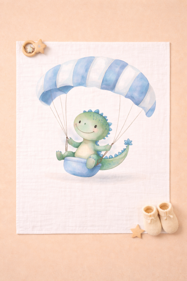Dino parachute printed towel