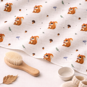 Squirrel printed muslin towel